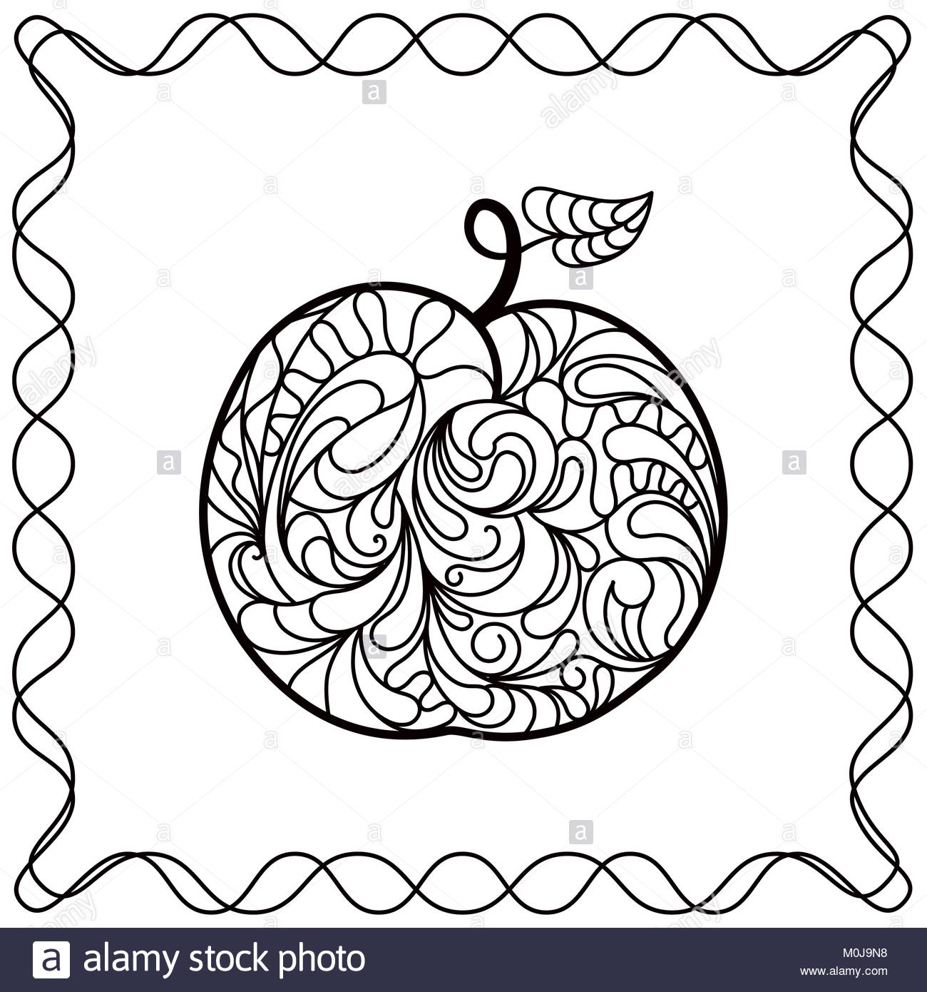 1300x1390 Apple Hand Drawing Filled With Decorative Ornamental Pattern