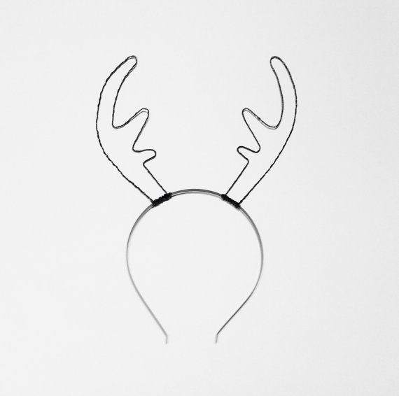 570x566 Black Wire Reindeer Antler Headband Rudolf Antlers Deer Ears