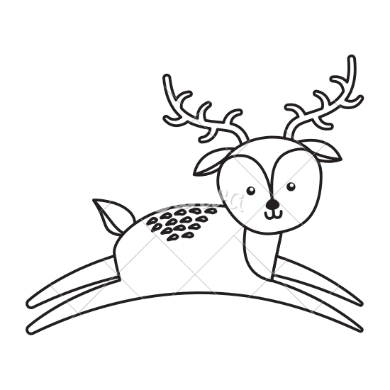 550x550 Cute Line Icon Deer Cartoon