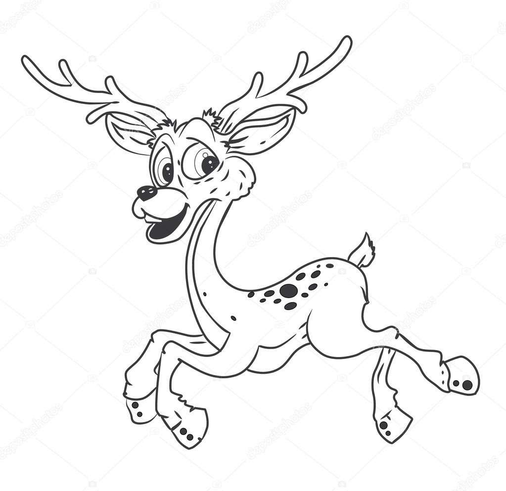 1023x993 Black And White Deer Cartoon Illustration Stock Vector