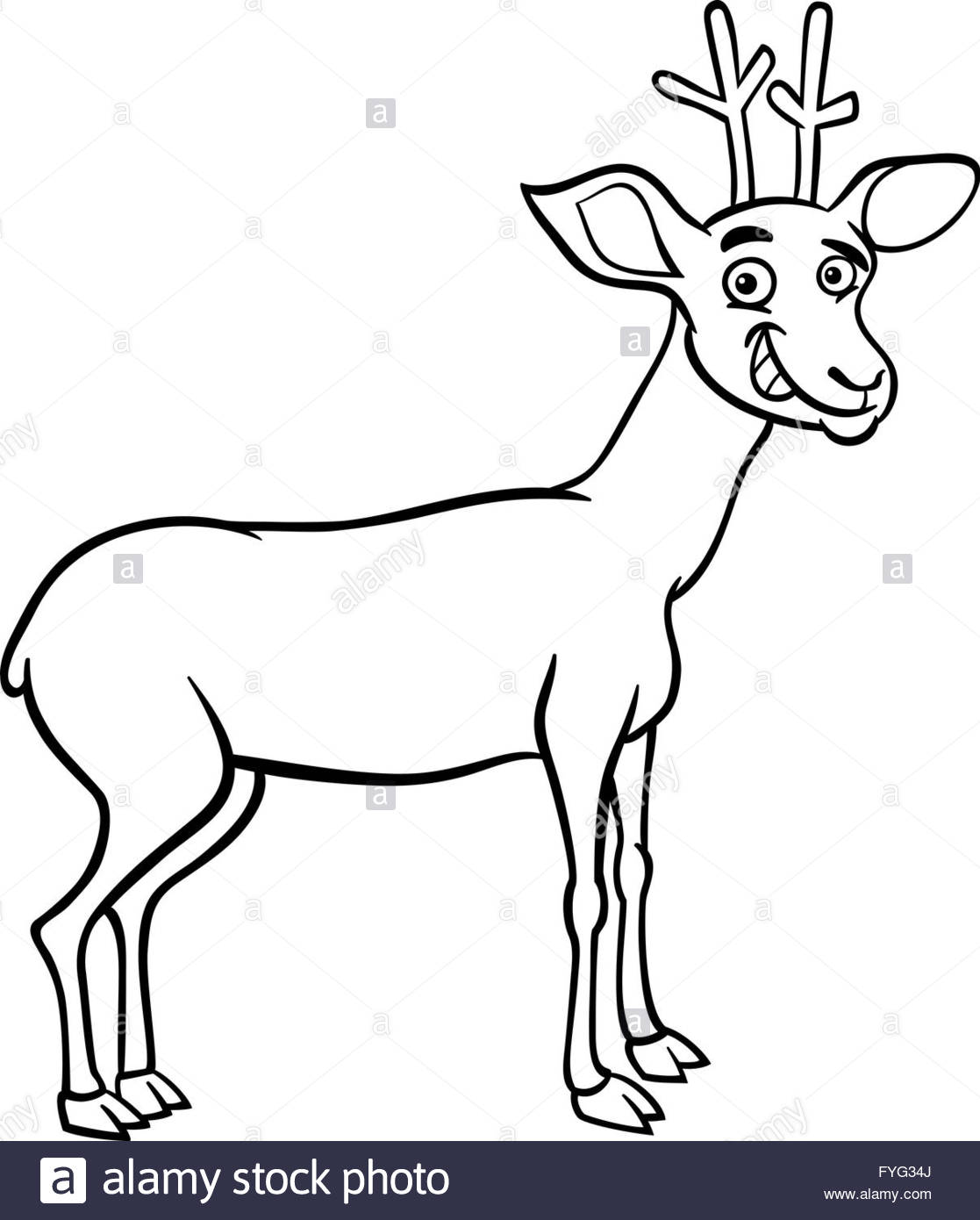 1117x1390 Deer Cartoon Illustration For Coloring Stock Photo, Royalty Free
