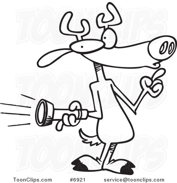 581x600 Cartoon Blacknd White Line Drawing Of Deer Holding