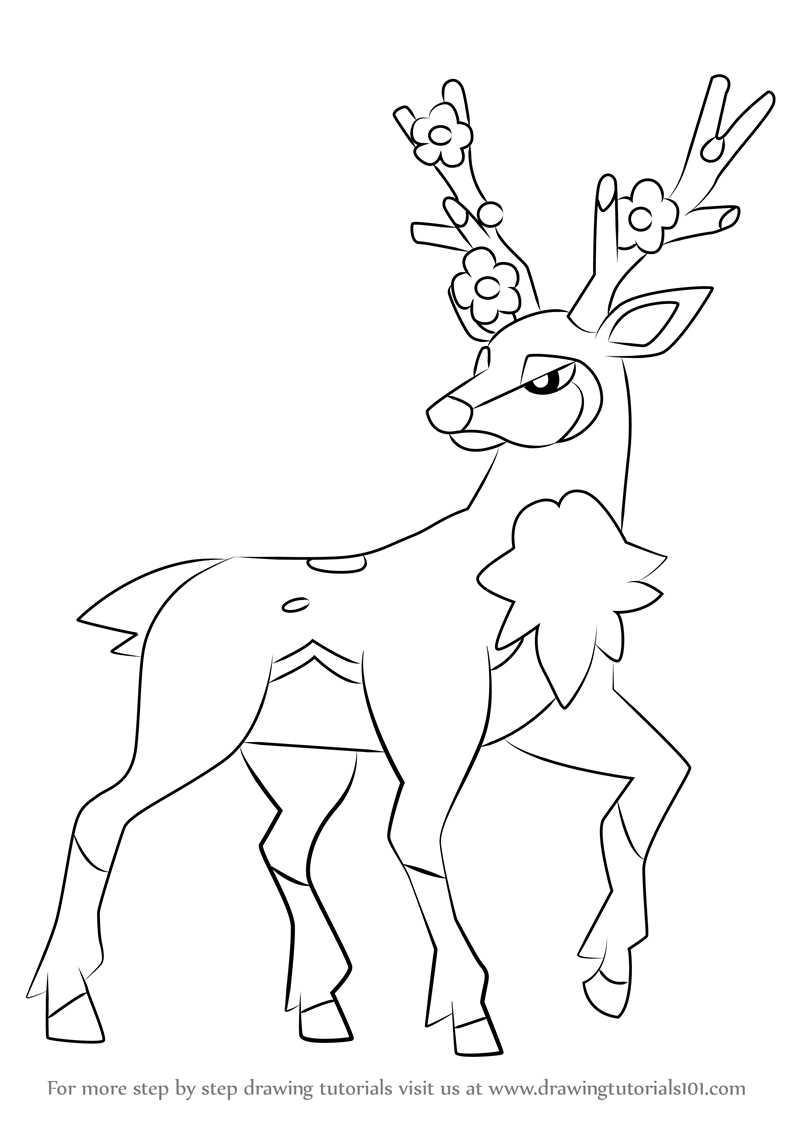 800x1131 Learn How To Draw Sawsbuck From Pokemon (Pokemon) Step By Step