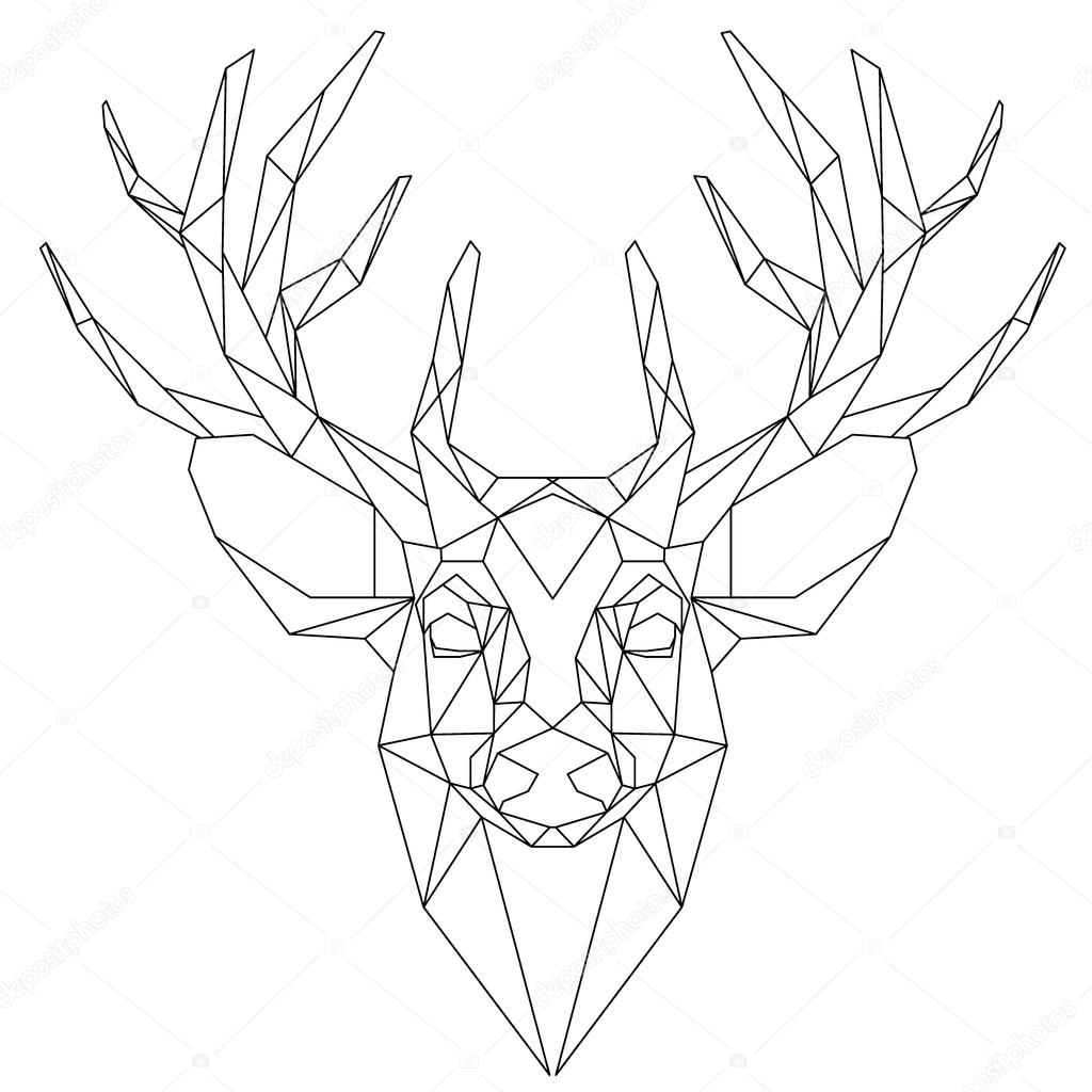 1024x1024 Deer Head Triangular Icon Stock Vector Yazzik