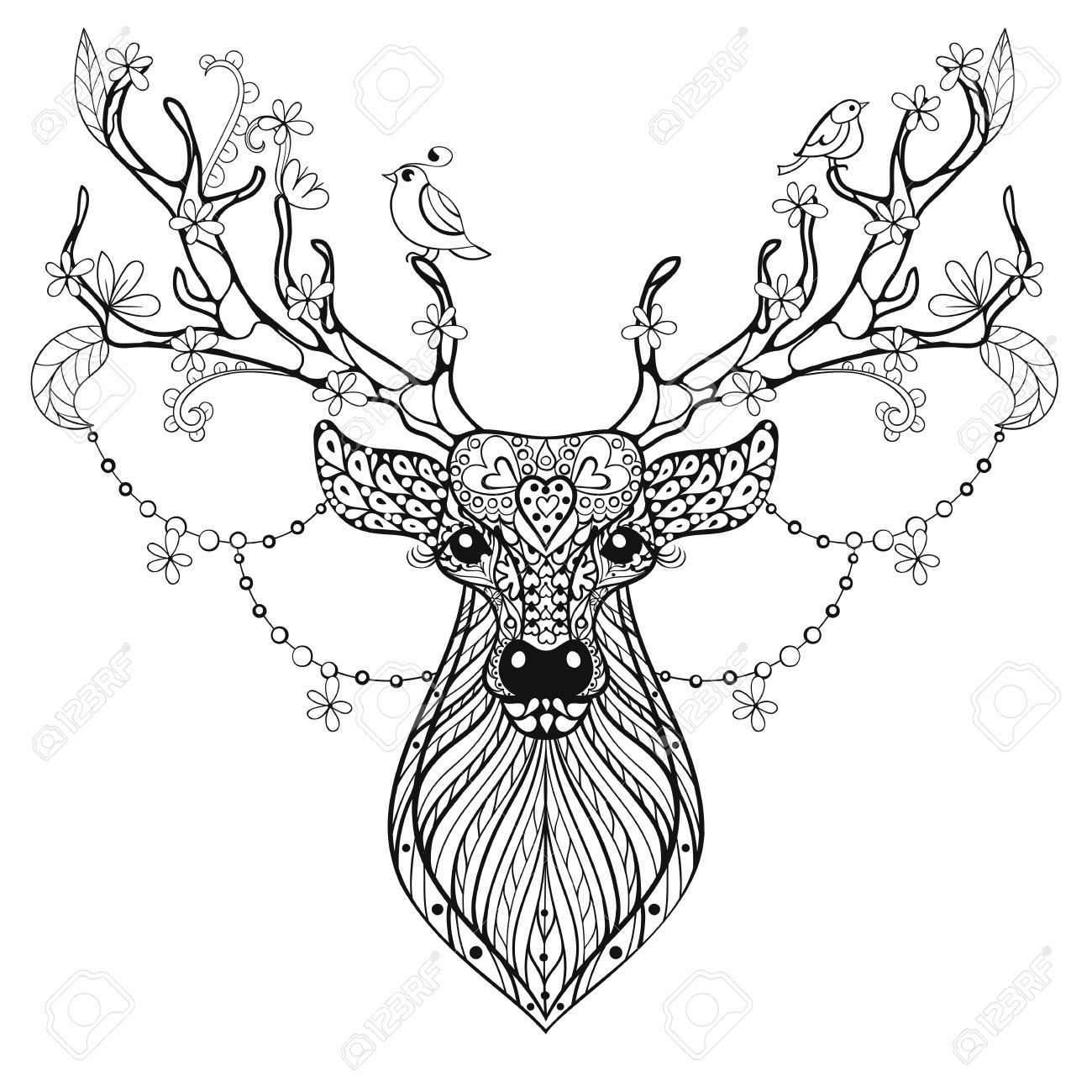 1300x1300 663 Deer Tattoo Style Stock Illustrations, Cliparts And Royalty