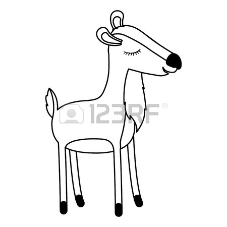 450x450 Female Deer Cartoon With Closed Eyes Expression In Black Dotted