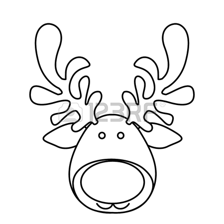 450x450 Sketch Silhouette Square Frame With Christmas Reindeer Face Vector