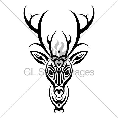 500x500 Deer Head. Polynesian Tattoo Style Gl Stock Images