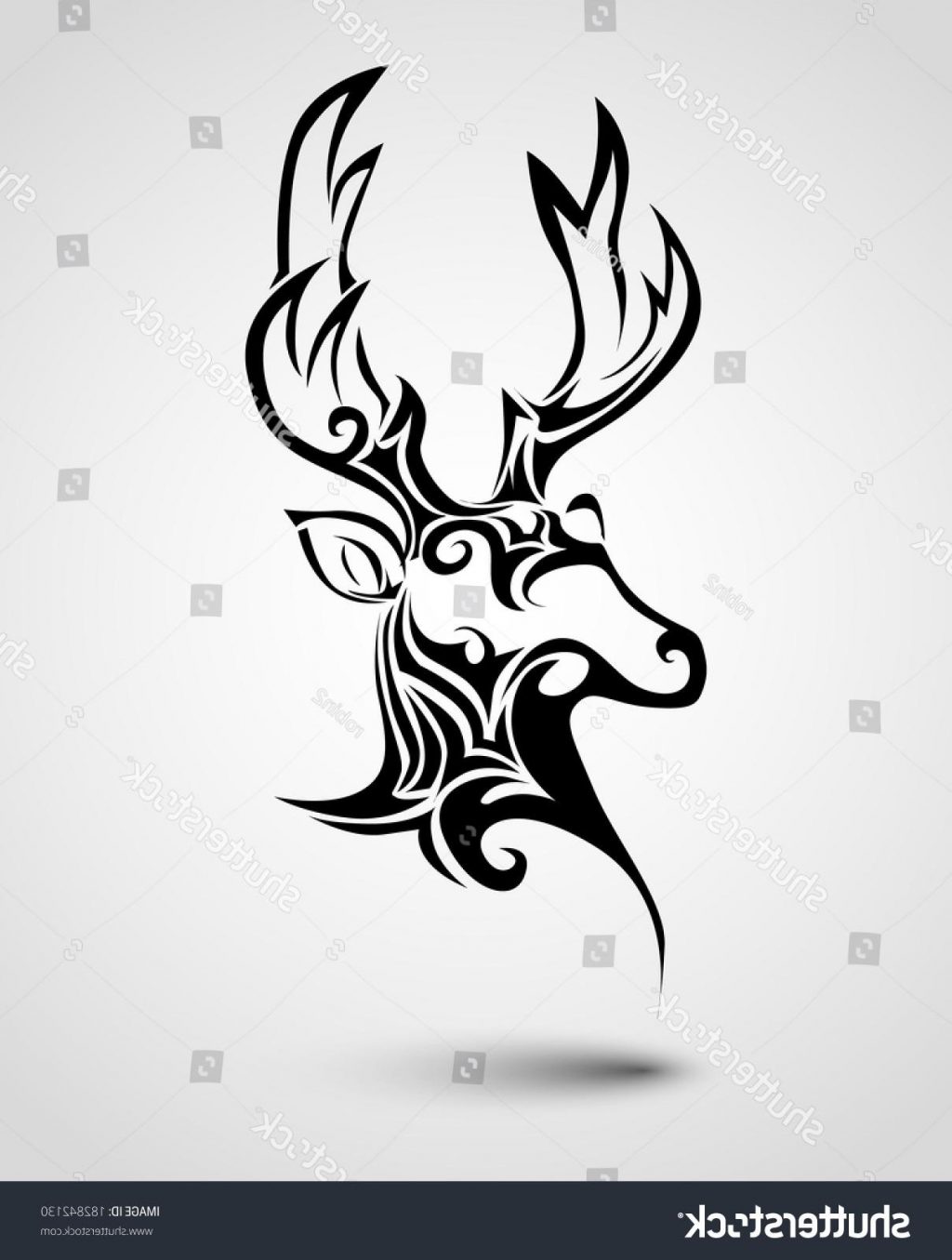 1024x1355 Hd Stock Vector Deer Head Tattoo Design