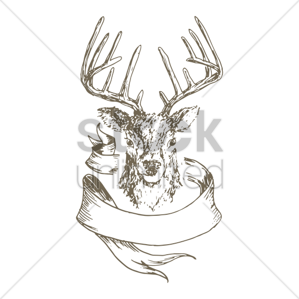 600x600 Stag Head Emblem Vector Image