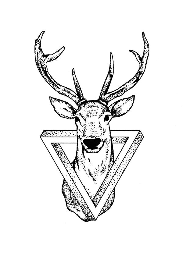 600x837 Best Geometric Deer Tattoos
