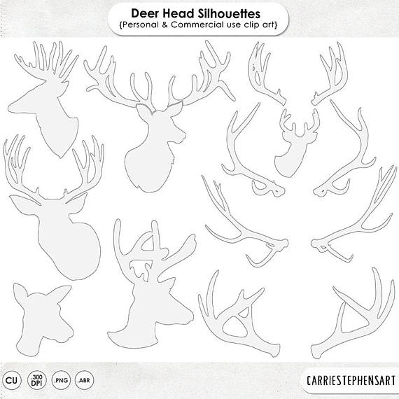 570x570 Deer Head Silhouette Clip Art Line Art Outline Buck Amp Doe