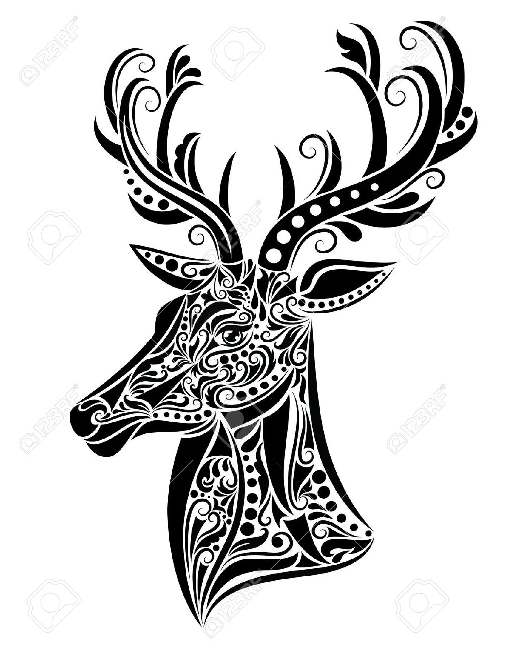 1044x1300 Deer Head Outline Clipart