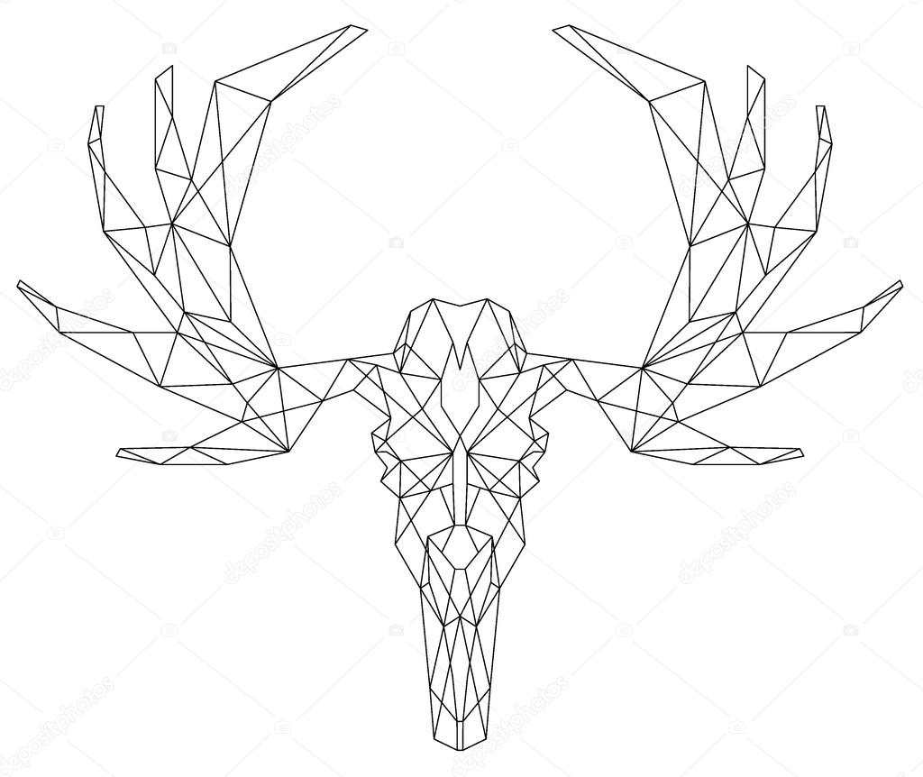 1024x862 Deer Head Scull Triangular Icon Stock Vector Yazzik