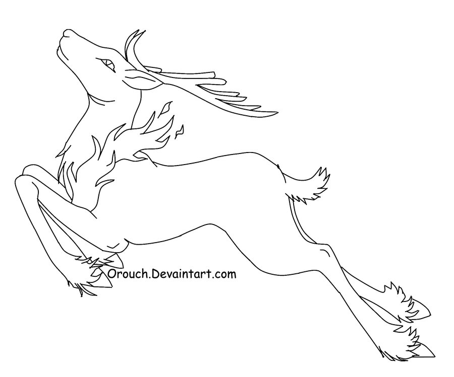 900x749 Free Fire Deer Line Art By Orouch