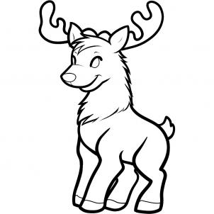 302x302 How To Draw A Christmas Deer, Reindeer Toons Mag