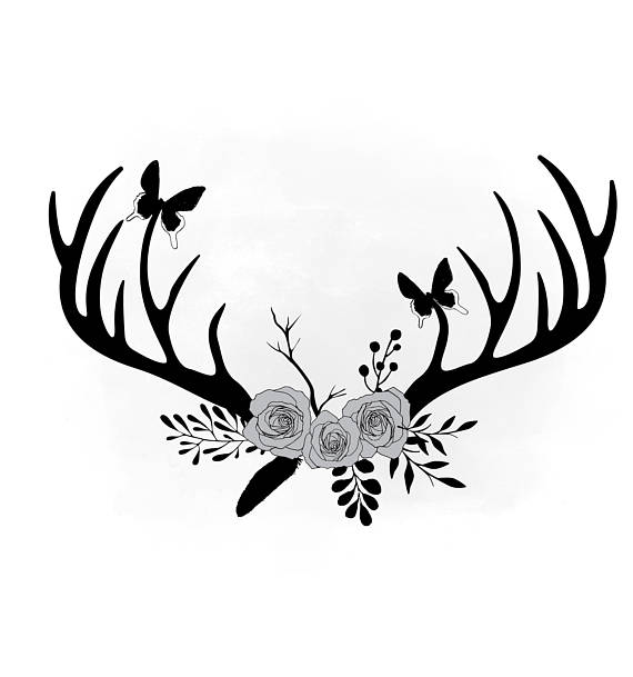 570x609 Floral Antlers Svg Clipart, Antler Flower Svg, Boho Floral Antlers