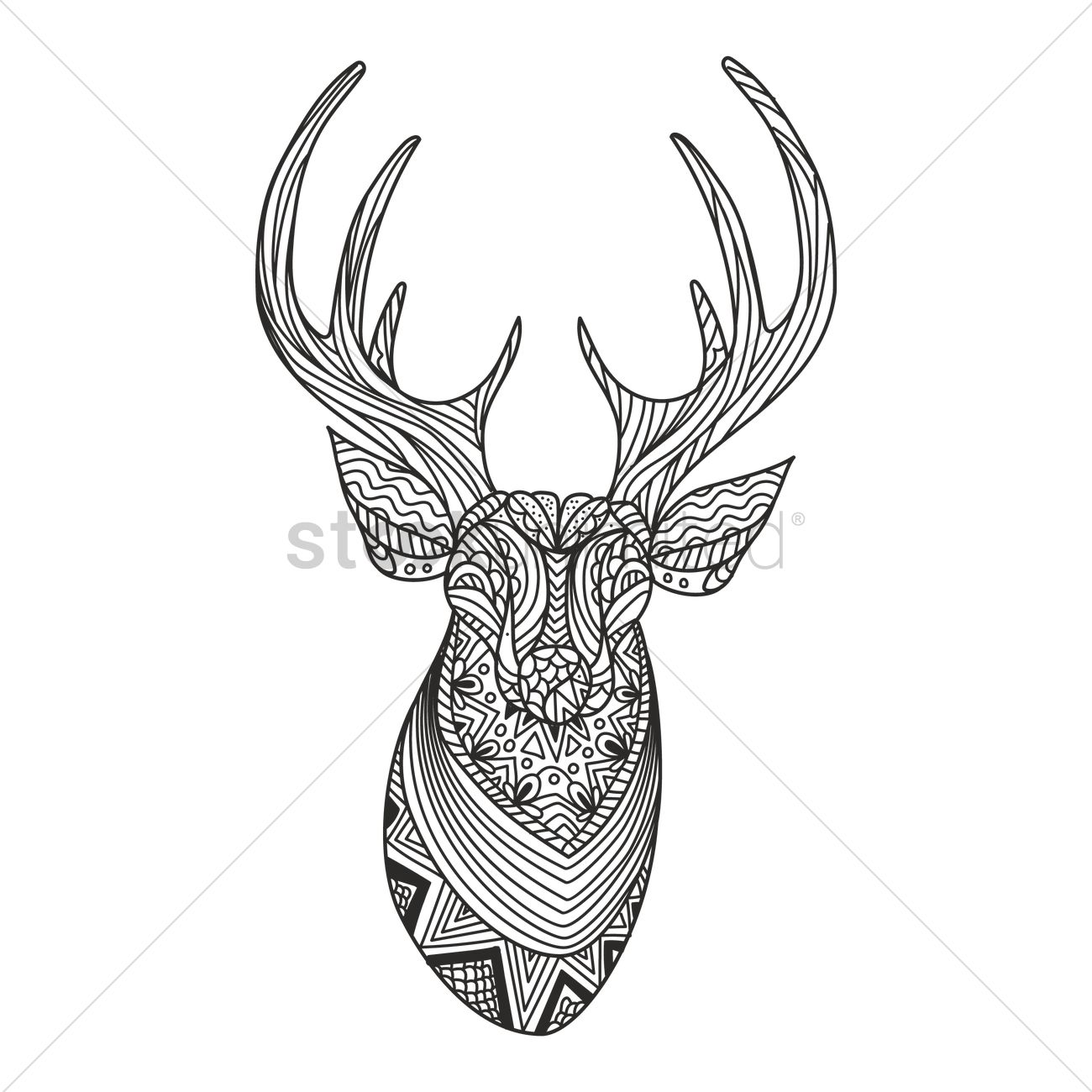 1300x1300 Intricate Reindeer Design Vector Image