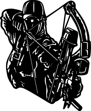 300x367 Bowhunting Drawings Bow Hunter At Full Draw Hunting Decal