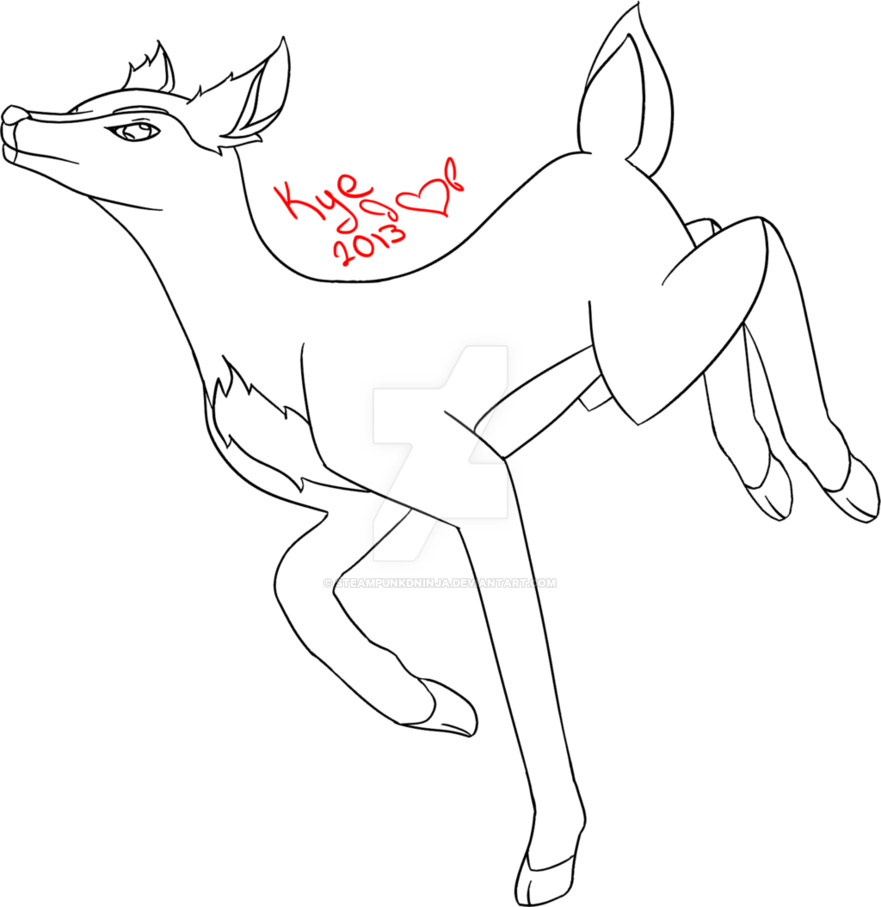 881x907 Deer Lineart 2 By Steampunkdninja