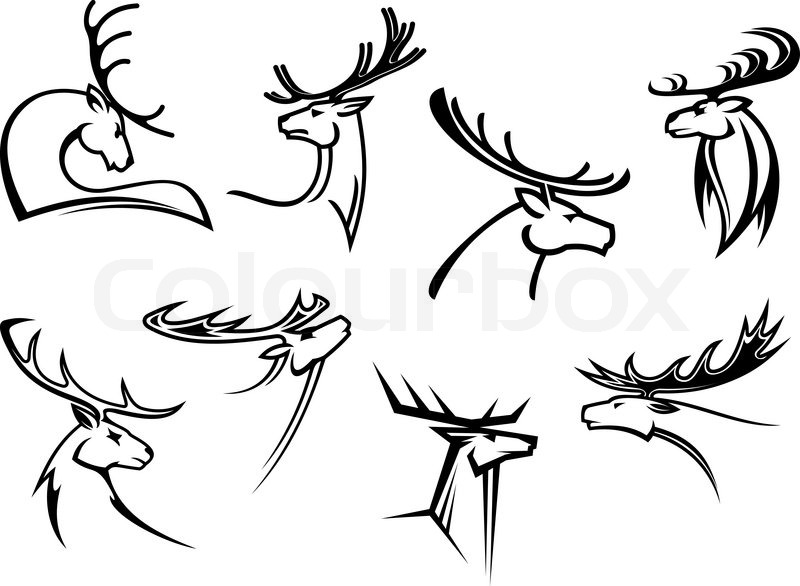 800x586 Deer Vector Illustration Flat Style Profile Side Black Silhouette
