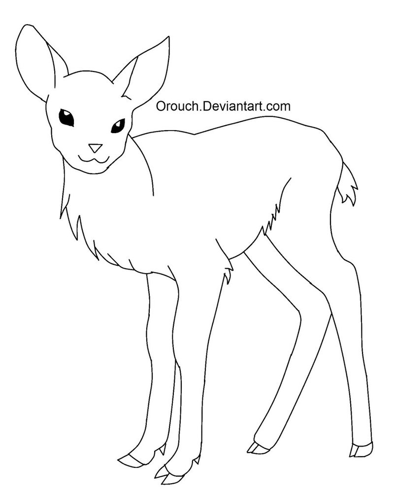 800x998 Free Baby Deer Line Art By Jinkitsuka
