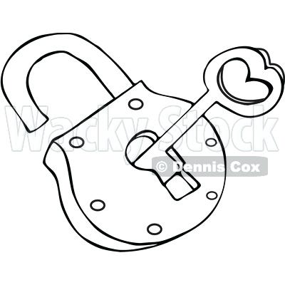 400x400 Key Coloring Page Outlined Skeleton Key And Padlock Royalty Free