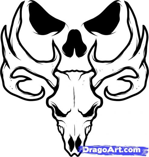 493x520 Collection Of Black Deer Skull Tattoo Design