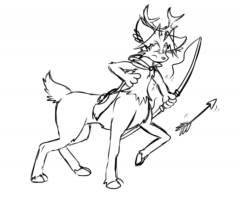 800x685 Art By Virmir More Deer Taur (Sketch)