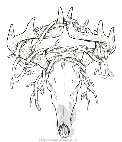 429x500 Deer Skull With Vines