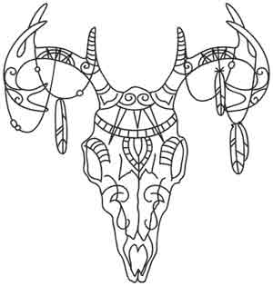 300x315 Tribal Deer Skull Urban Threads Unique And Awesome Embroidery