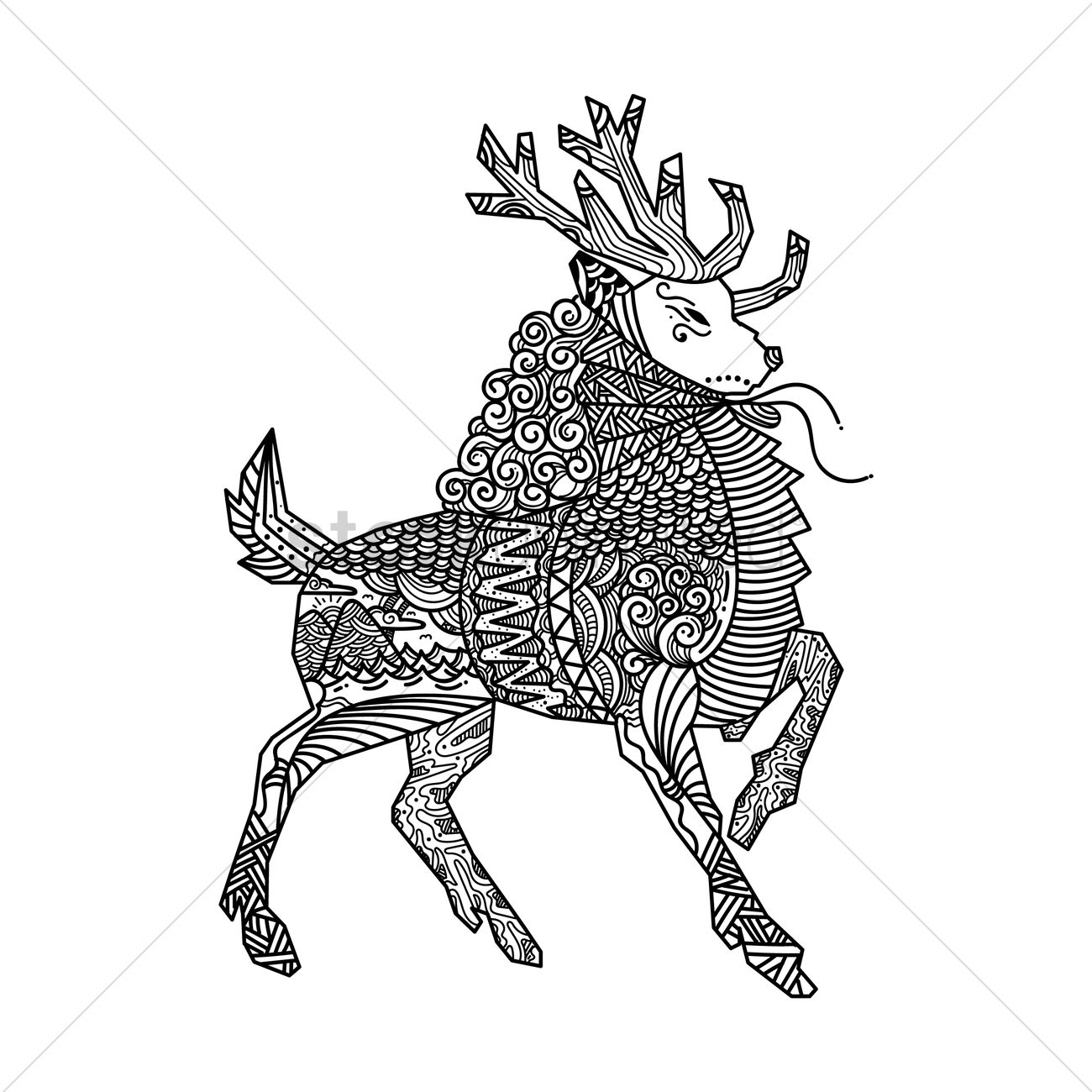 1300x1300 Intricate Reindeer Design Vector Image