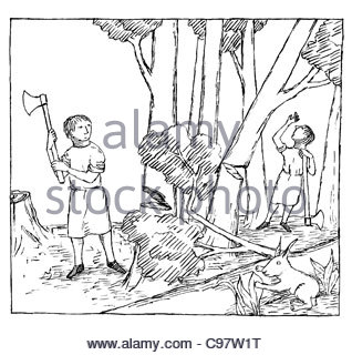 318x320 Lumberjack And Deforestation Scenes Illustration Stock Vector Art