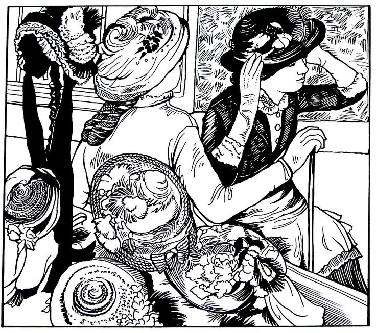 736x653 At The Milliner's Painting By Edgar Degas Printable Coloring Book