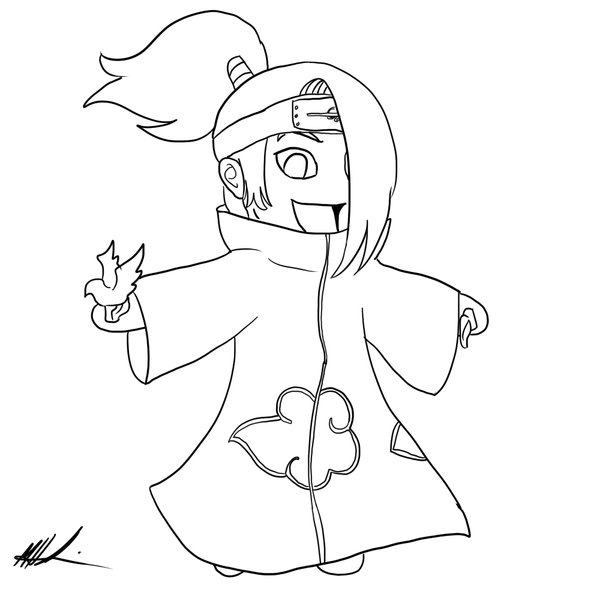 600x600 Lineart Chibi Deidara By Sharem