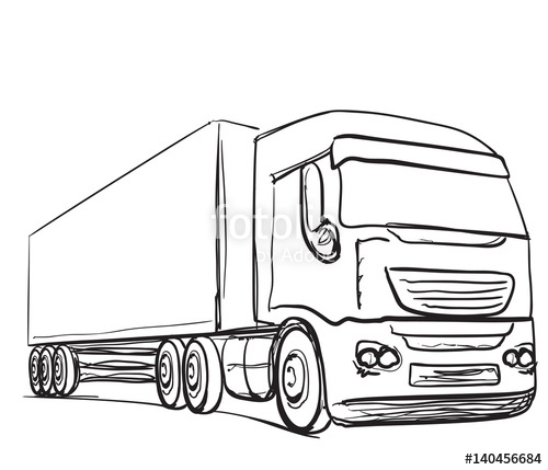 500x429 Delivery Service. Hand Drawn Truck. Transport. Stock Image