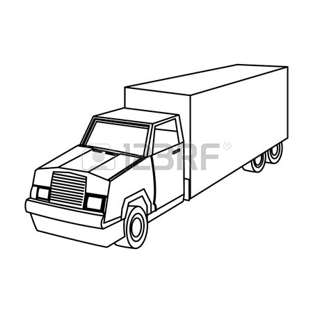 450x450 Cargo Delivery Truck With Cargo Container Shipping Design, Vector