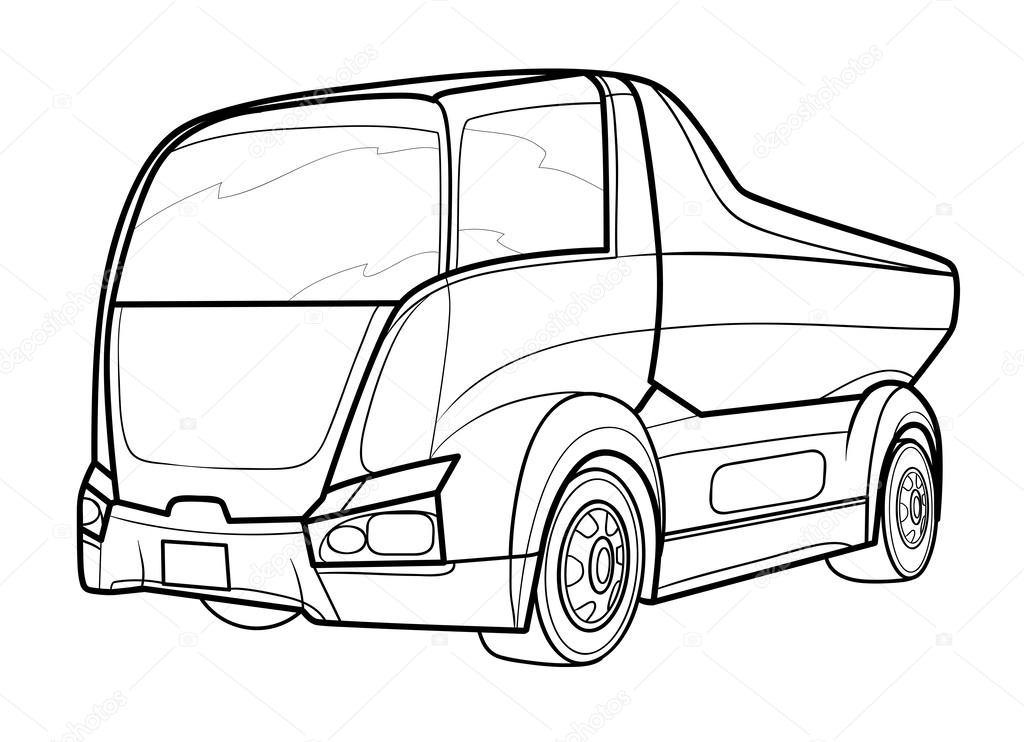 1024x742 Outline Of Delivery Truck Stock Vector Kopirin