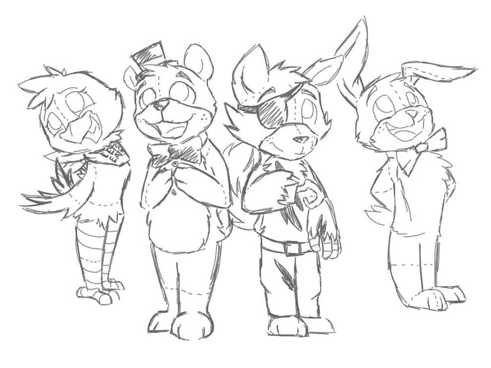 990x742 Fnaf Plushies Sketch By Delta Dragon7997
