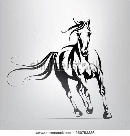 450x470 Vector Silhouette Of A Running Horse Art
