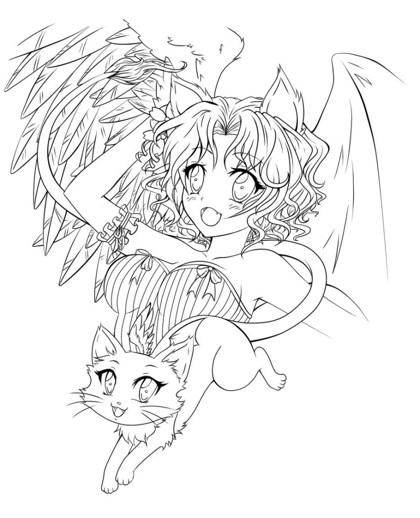 830x1024 Anime Demon Angel Coloring Pages Cartoon Download