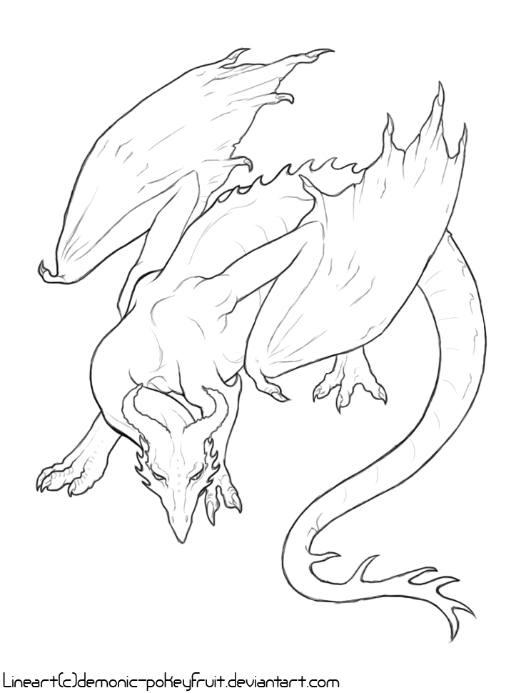 744x970 Dragon Lineart By Demonic Pokeyfruit