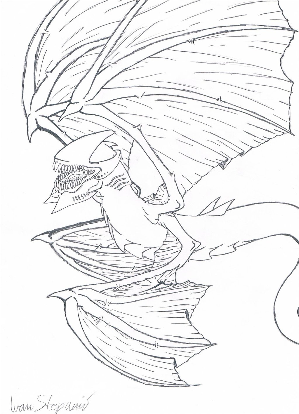 1024x1418 Four Winged Demon Dragon By Ivans650