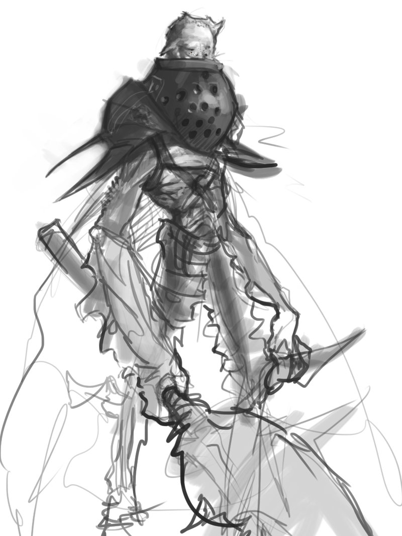 800x1067 Demon Warrior Sketch By Erebus88