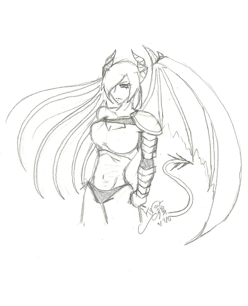 806x991 Demon Girl Sketch By Kyokasha