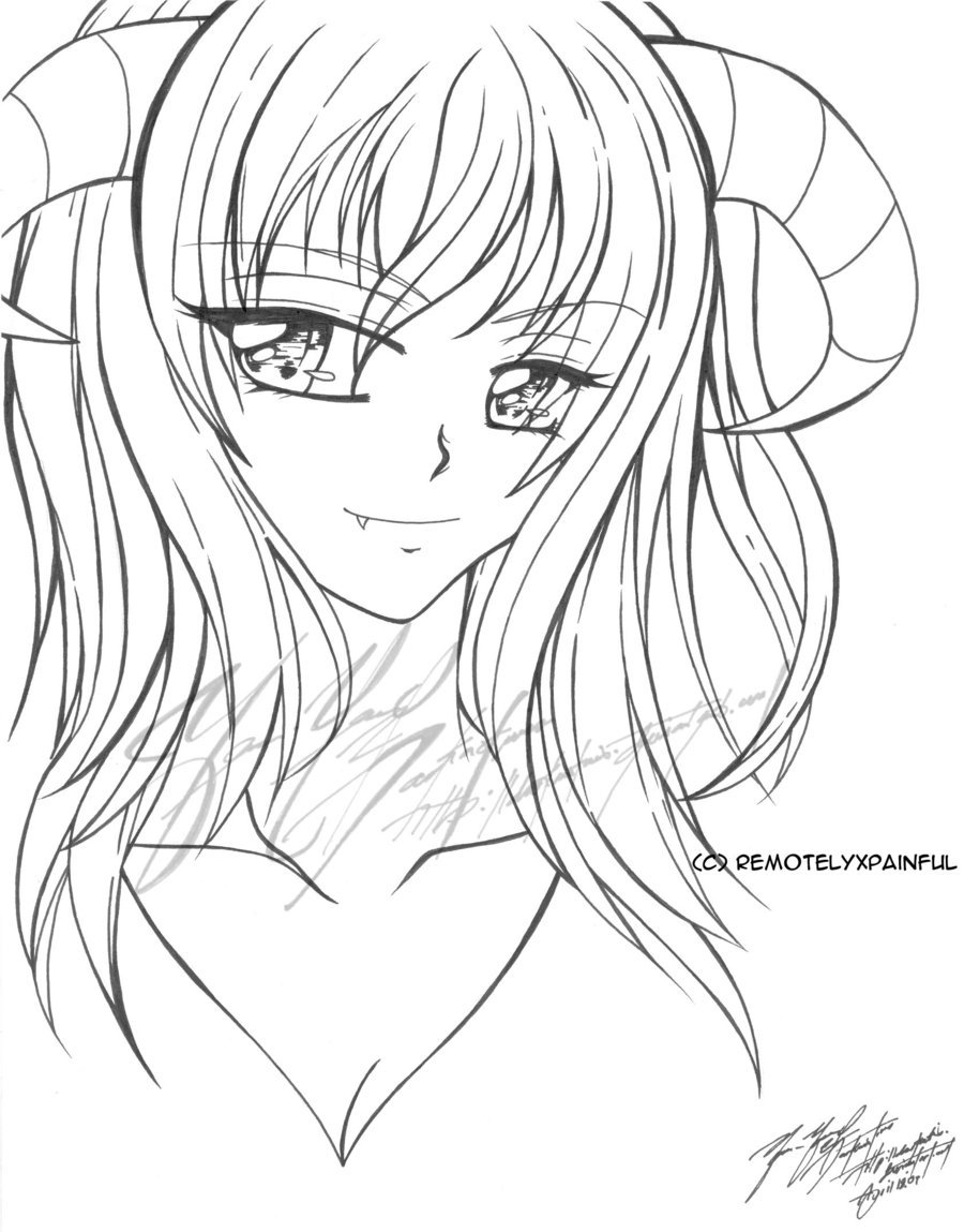 900x1149 Free Sketch Demon Girl By Darkmotives