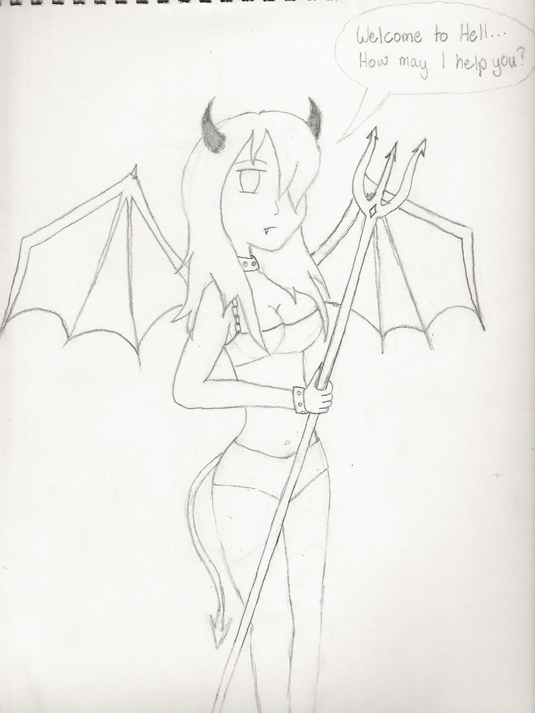 774x1031 Apathetic Demon Girl Sketch By Mistressv1014