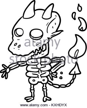 300x372 Cartoon Spooky Skeleton Demon Stock Vector Art Amp Illustration