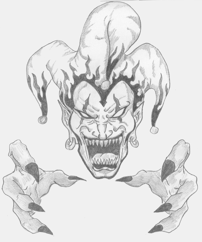 787x942 Collection Of Demon Fool Joker Tattoo Design