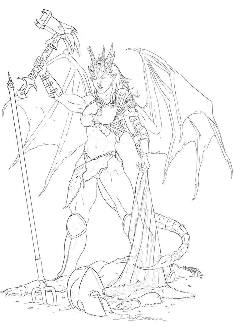 752x1062 Demon Gladiator Pencil Sketch By Deanspencerart
